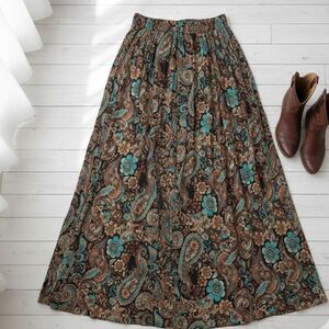Western High Desert Paisley: Sagebrush Swirl Maxi Casual Skirt